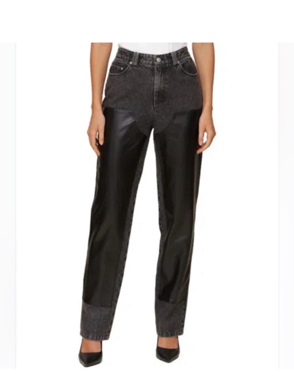 💕NEW💕 Avec Les Filles Leather Panel Jeans